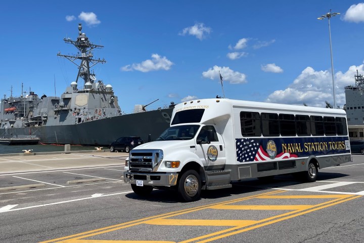 a truck is parked on the side of a road
